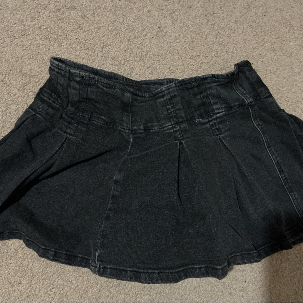 Classic Black Denim Skirt
